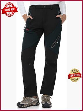 Women's Fleece Lined Ski Snow Pants Waterproof Winter Cargo Hiking Thermal